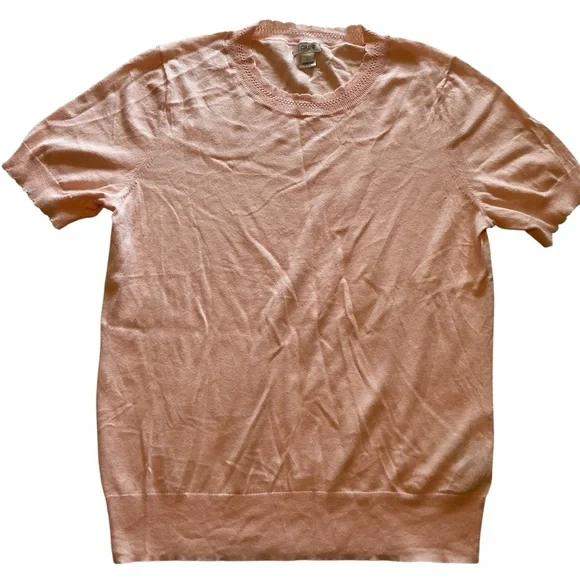 Women’s Set of 3 J. Crew Scalloped Short Sleeve Crewneck Cotton Sweater Sz L - Picture 2 of 10